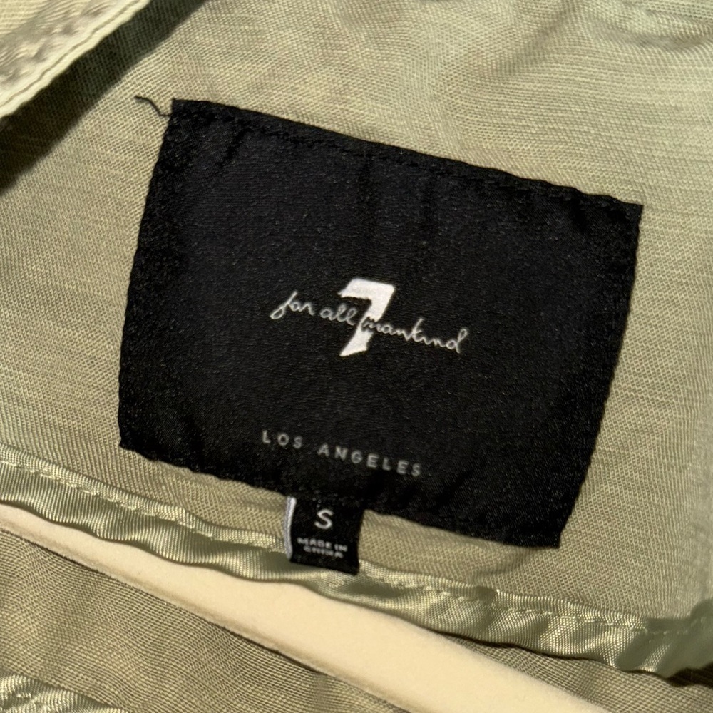 7 For All Mankind Green Utility Jacket Oversized Relaxed Fit Hooded Coat Small - Picture 5 of 5